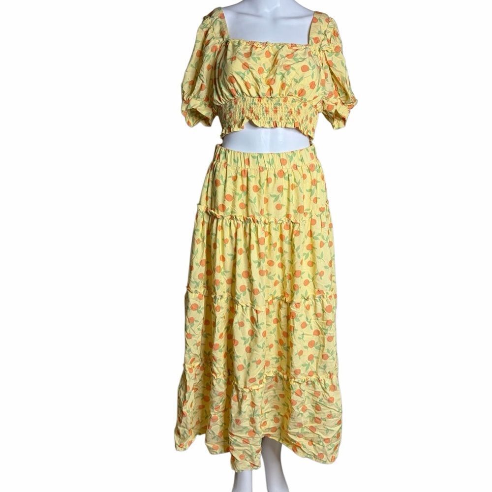 Blu Pepper Floral Yellow Skirt Set Medium